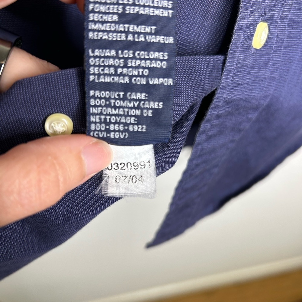 Tommy Hilfiger Cotton Shirt Large Blue Long Sleeve Button Up 80s 2 Ply Adult - Picture 4 of 9